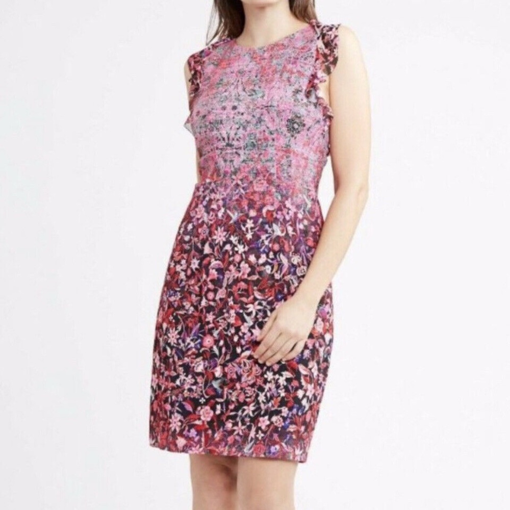 Elie Tahari like new floral pink dress size 6
